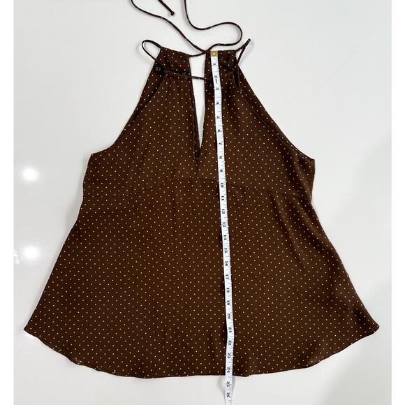 Zara Basic Brown White Polka Dot Sleeveless blouse XS - Picture 8 of 9